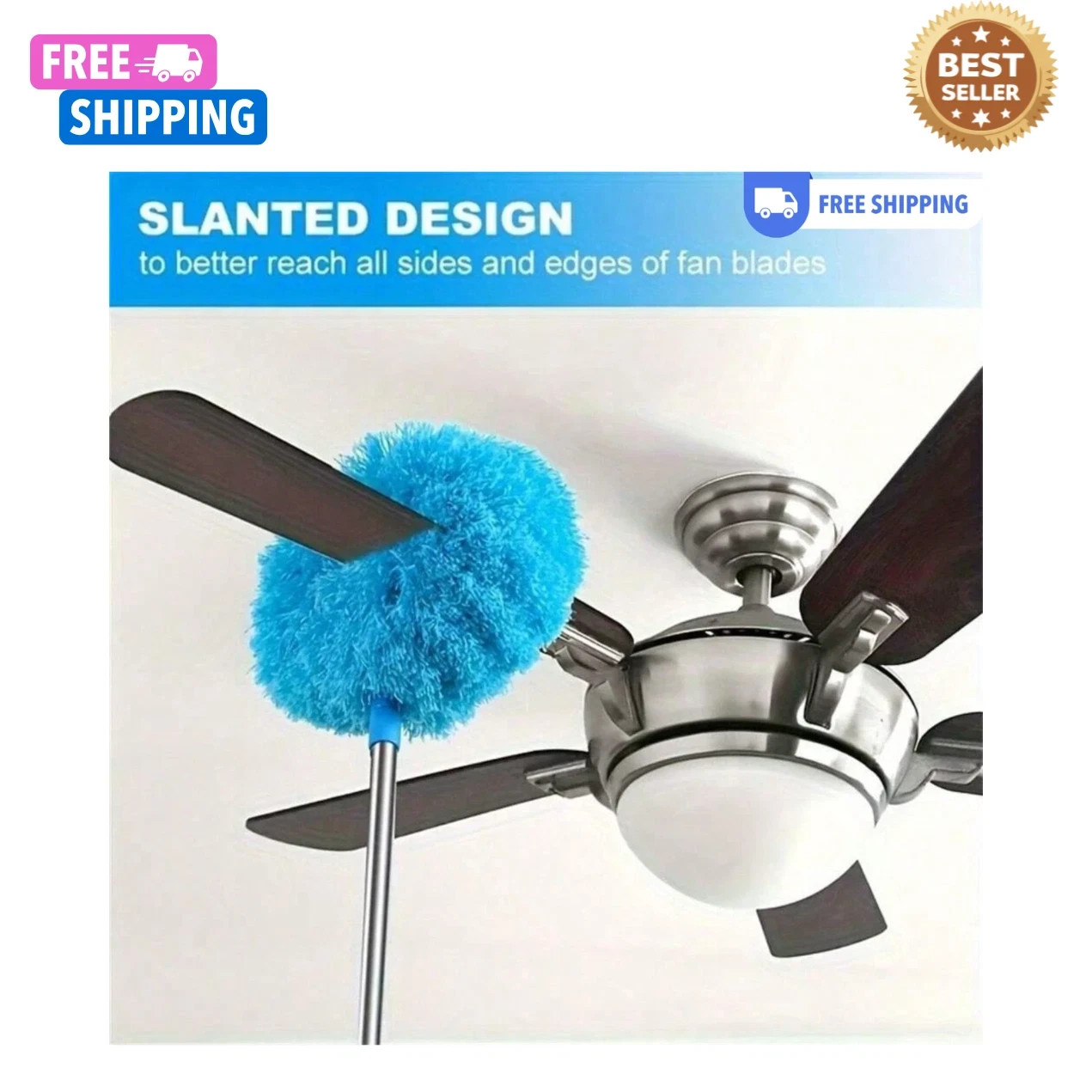 Ceiling Fan Cleaner Duster Reusable Microfiber Long Handle W