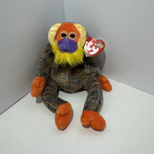 TY Beanie Baby Bananas Ape Orangutan plush Animal toy Vtg 2000
