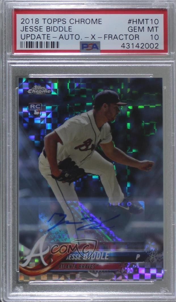 2018 Chrome Update X-Fractor /125 Jesse Biddle PSA 10 GEM MT Rookie Auto RC 8d2