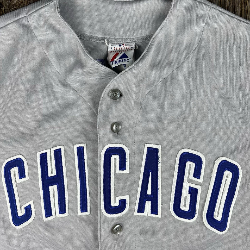 Camiseta de béisbol Greg Maddux #31 Chicago Cubs vintage gris NL majestuosa auténtica Foto 3 de 4