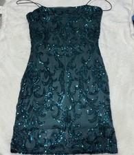 Woman Windsor Dress Large Emerald sequence Mesh Cocktail Party Mermaid bodycon