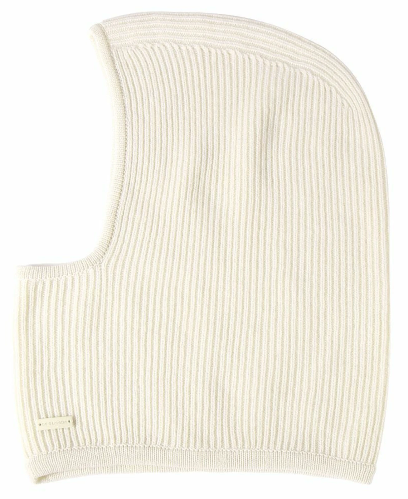 NWT Saint Laurent YSL Cashmere Ribbed Knit Logo Applique Balaclava Hat M $790