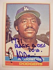 AL DOWNING signed 1971 BLACK ACES 1976 Topps baseball card AUTO DODGERS YANKEES