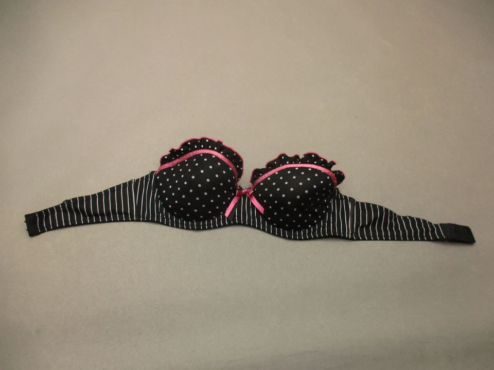 34B Rampage Women Polka Dot Lined Underwire Back Closure Ruffle Strapless Bra 3K - Image 3 of 4