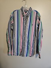 Ralph Lauren Mens Button Down Custom Fit Long Sleeve Striped Shirt Size Large