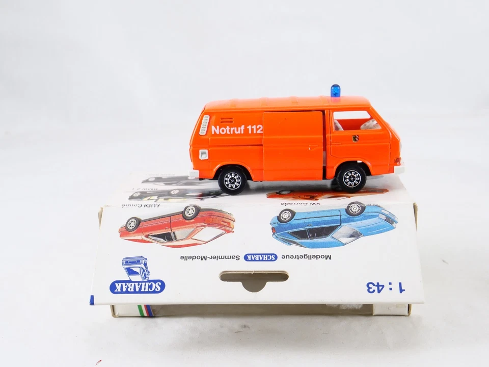 Schabak N° 1042 VW Transporter Syncro Pompieri NOTRUF 112 1/43 Nuovo In Scatola - Immagine 3 di 4