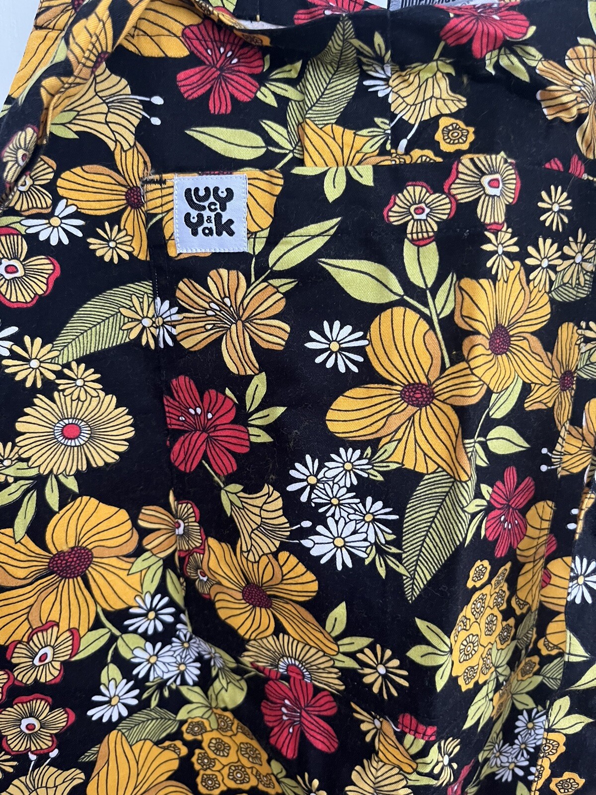 Lucy And Yak Mustard Floral Dungarees Small 30” eBay