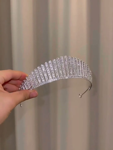 Corona diadema alta 4 cm classica regina principessa cristallo matrimonio ballo sposa adulto - Video 1 di 1