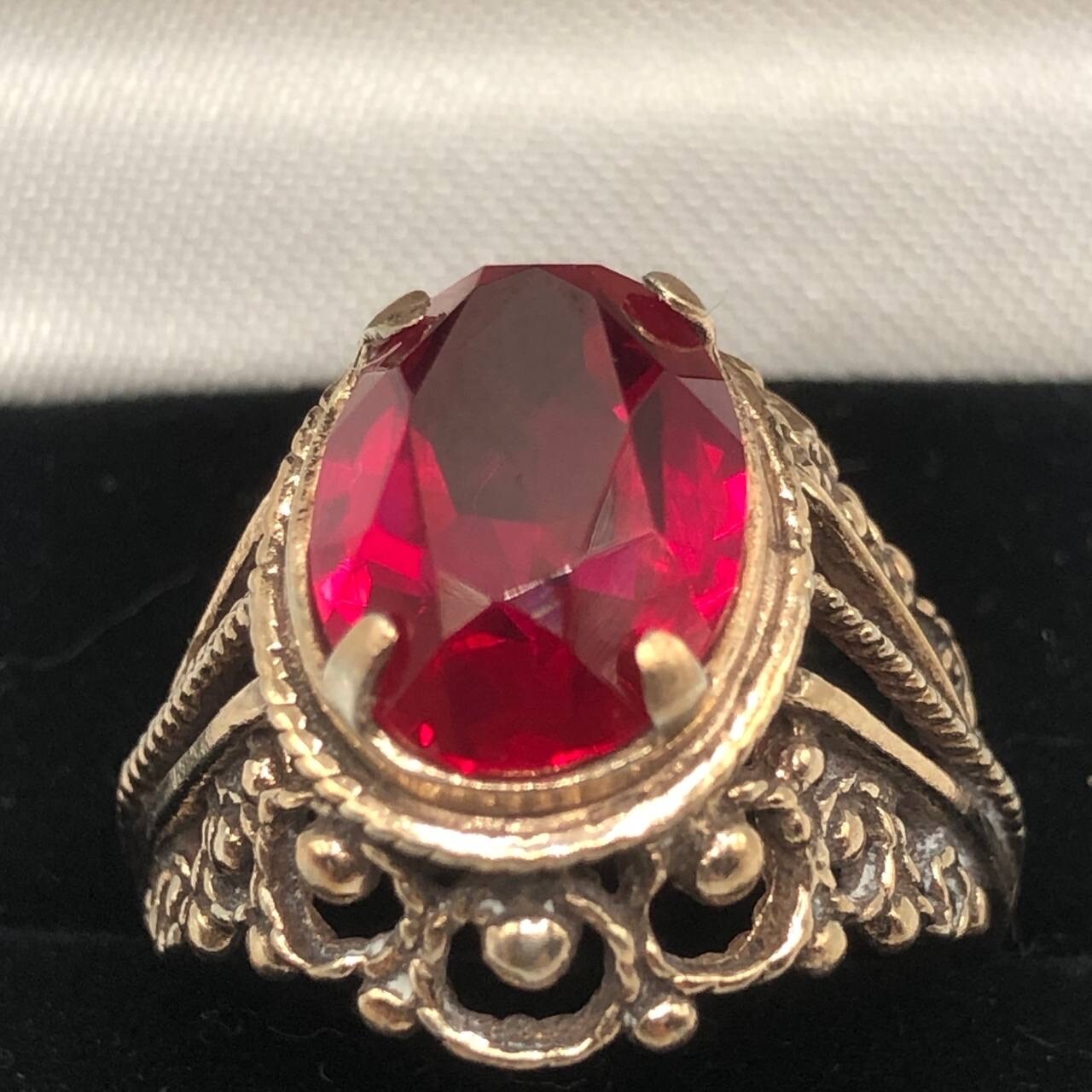 Vintage Gilding Soviet Ring Ruby Silver Size 9 us… - image 9
