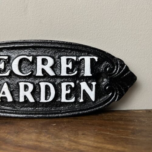Cast Iron Secret Garden Sign - Black And White Sign - Rustic Quality Sign - Picture 3 of 3