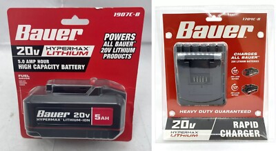 Bundle Bauer 20V Lithium Ion Charger and 20V 3.0 Ah Lithium Ion Compact Battery