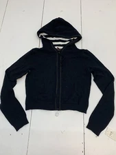 Hooked Up By IOT Women’s Jacket Size Large Black Zip Up Hooded Cropped New