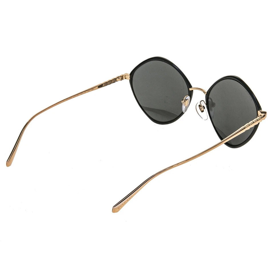 Gafas de sol redondas BVLGARI Le Gemme 6186 esmalte negro chapadas en oro rosa de 18 quilates BV6186K Foto 2 de 4