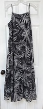 Black and White Tropical Print Maxi Sundress Small