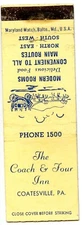 Coach and Four Inn, Coatesville, Pennsylvania Matchbook