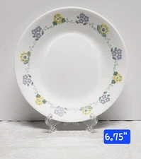 Corelle Forget Me Not Salad Plate 1983 Yellow Lavender Flowers Sold In Sets Of 4