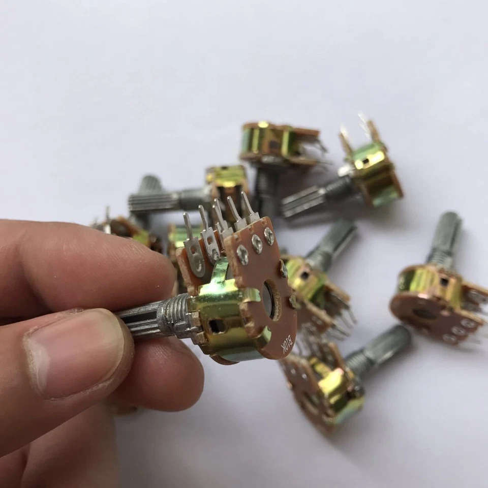 5Pcs B100K 100K WH148 20mm 6 Pin Dual Stereo Linear Potentiometer Double Rotary - Image 2 of 3