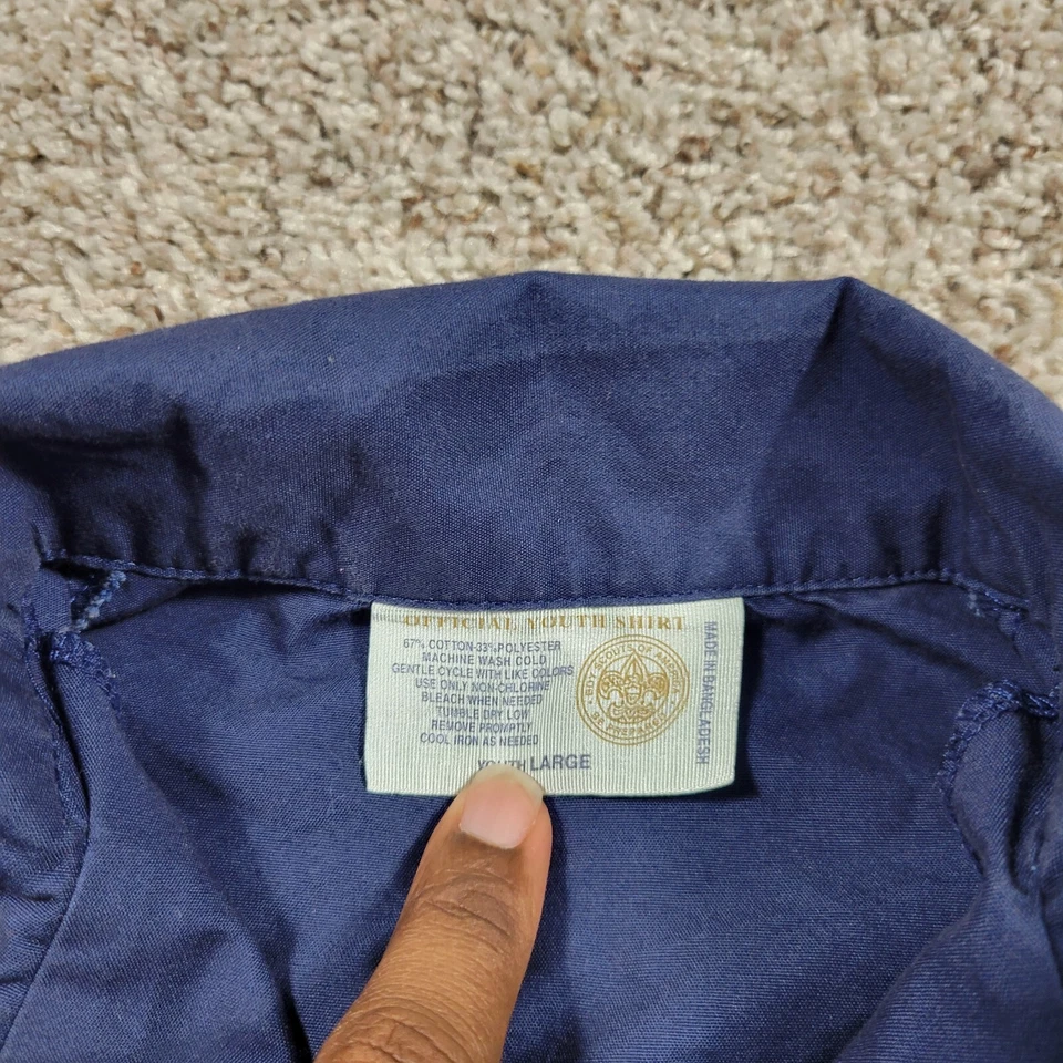 Boy Scouts of America Uniform Shirt Youth Large Blue Button Up Patches - Image 2 of 4