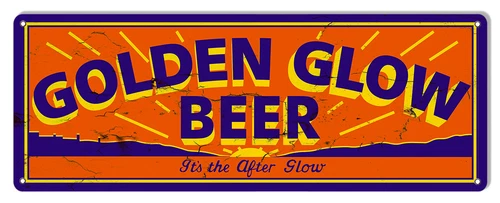 Vintage Style Metal Sign Golden Glow Beer Large Bar 8x24