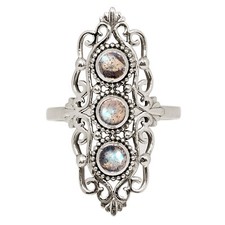 Southwest - Natural Labradorite - Madagascar 925 Silver Ring s.5 ALLR-31894