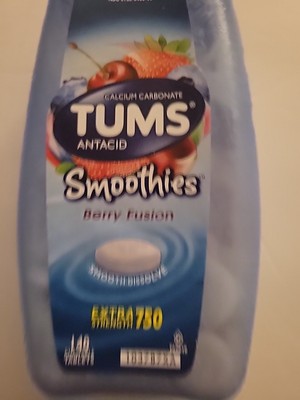 TUMS Smoothies Extra Strength Heartburn Relief Chewable Tablets, Berry 140 Ct
