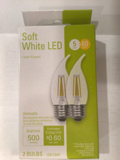 4- LED 5 60 Watt 60W Dimmable Candelabra MEDIUM Base Chandelier Light Bulbs