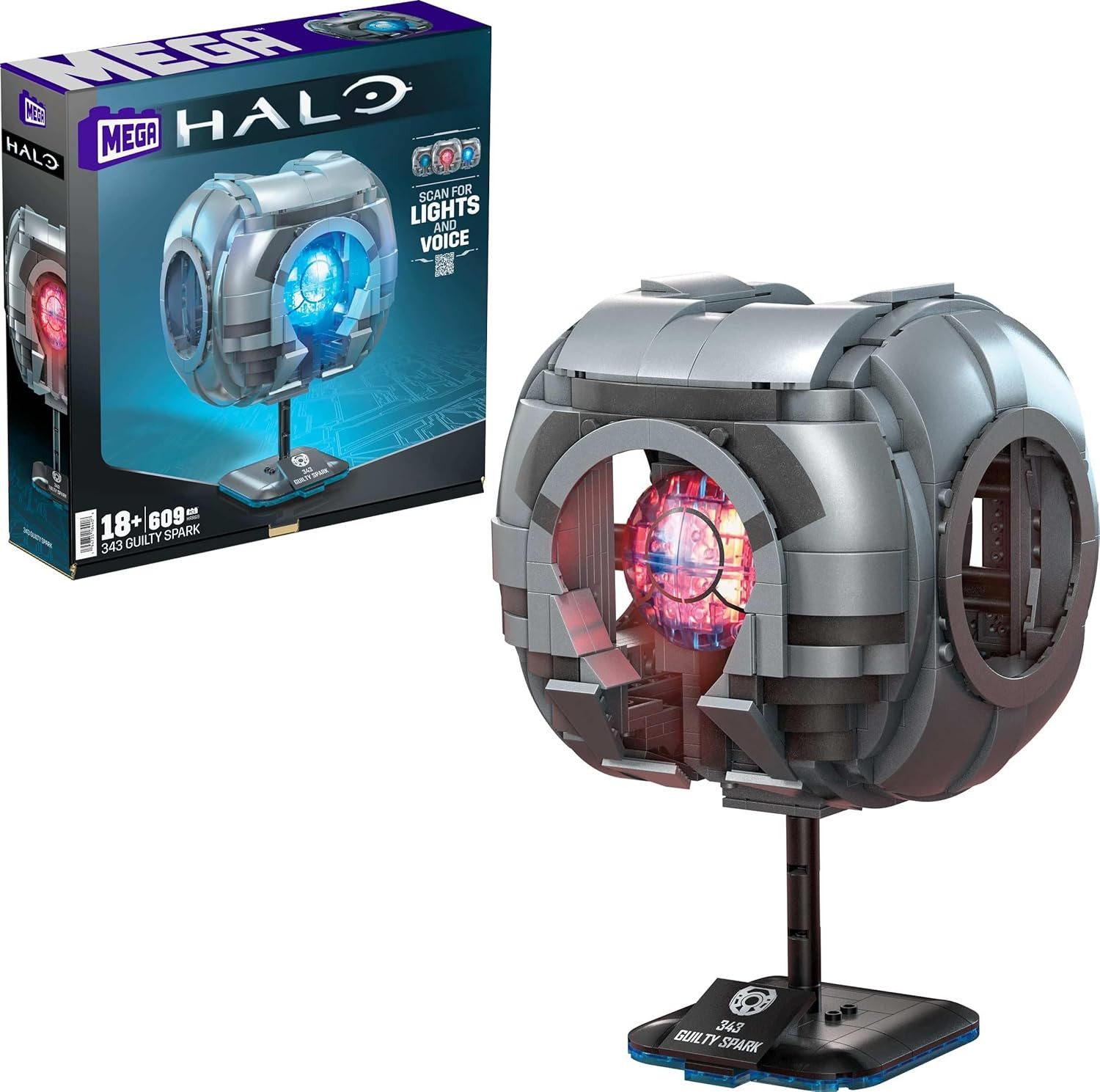 Игрушка-конструктор Mega Halo Model Replica 343 штуки Guilty Spark 609 деталей Подсветка - 10190₽