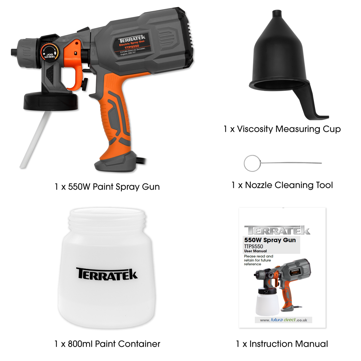 Terratek Paint Sprayer HVLP Electric 550W Spray Gun Hand Held Fence