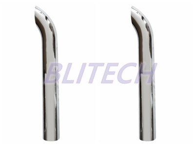 Pair Chrome 6'' OD Exhaust Stack Pipe 60'' Length Tailpipe Semi Truck Curved Tube