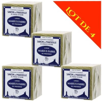 4er Set MARSEILLE Seifen mit Olivenöl - 400g Würfel - Marius Fabre