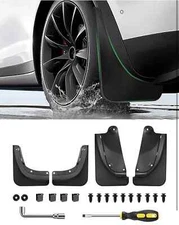 Zanch Tesla Model Y Mud Flaps-Set Of 4 Black New No Drill All Weather FAST SHIP