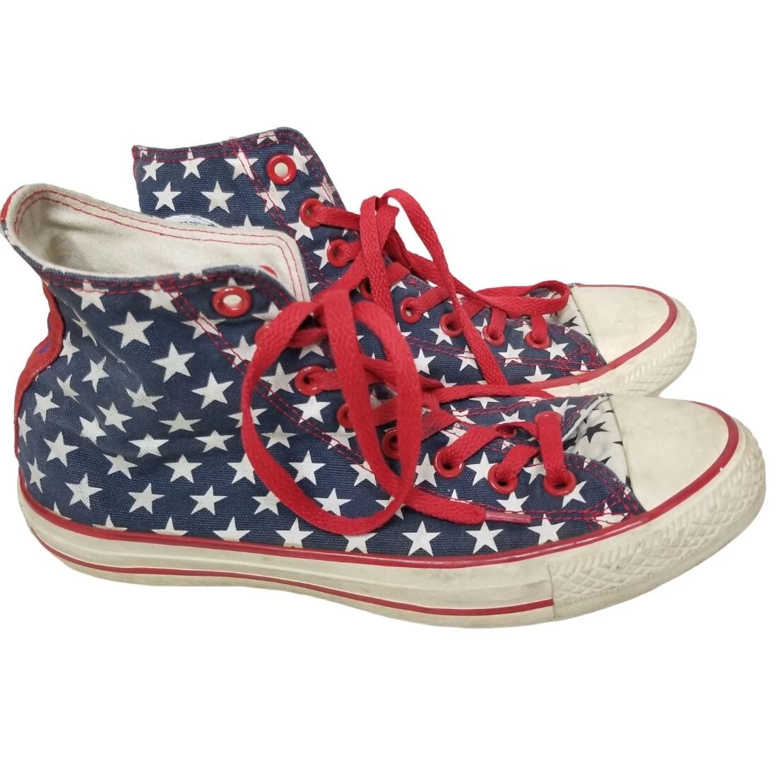 Converse Chuck Taylor Mens 7 Blue Star Print Patriotic High Top Sneaker Shoes