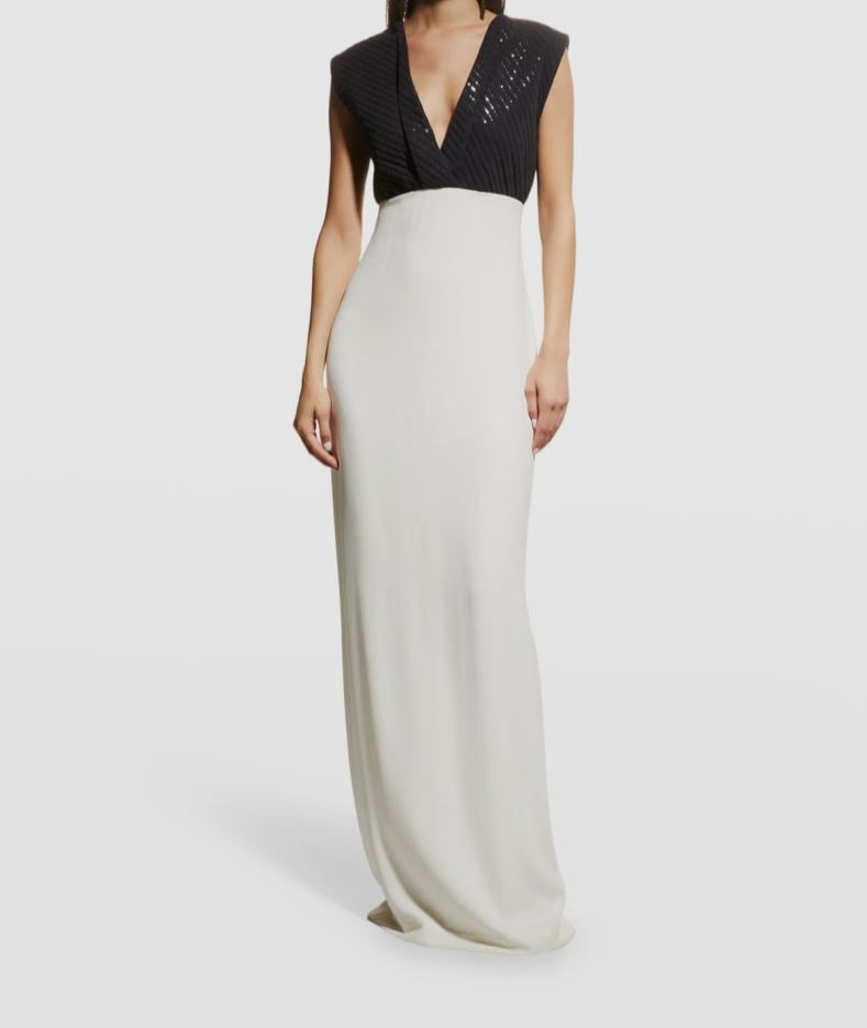 brunello cucinelli evening dresses Kristy Metallic Maxi Dress Dark Bronze