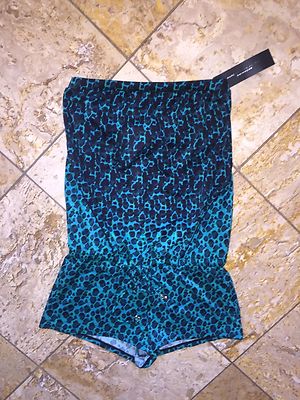 Nwt Marc Jacobs Leopard Bandeau Palm Shorts Strampler Badeanzug Bedeckung Damen