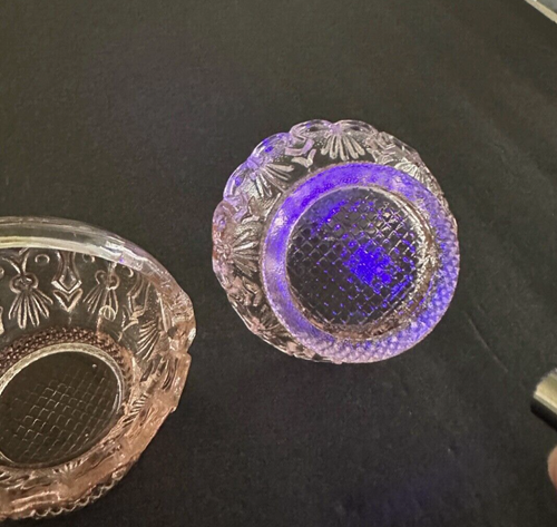 Vintage Kirschblüte Rosa Vertiefung Glas Kleine Körbe 3 1/2" x 3" Beide Glo - Bild 7 von 10