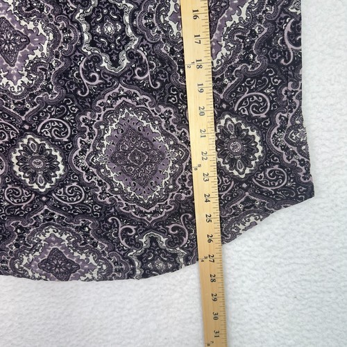 Lucky Brand L viola nero paisley boho contadino top pizzo nappa cravatta manica lunga - Foto 15 di 15