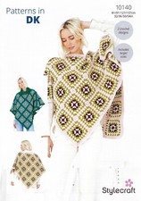 Stylecraft Aran Crochet Pattern - 10140 Ladies Poncho (2 Crochet Designs)