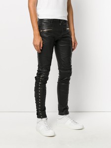 men's side lace up leather pants