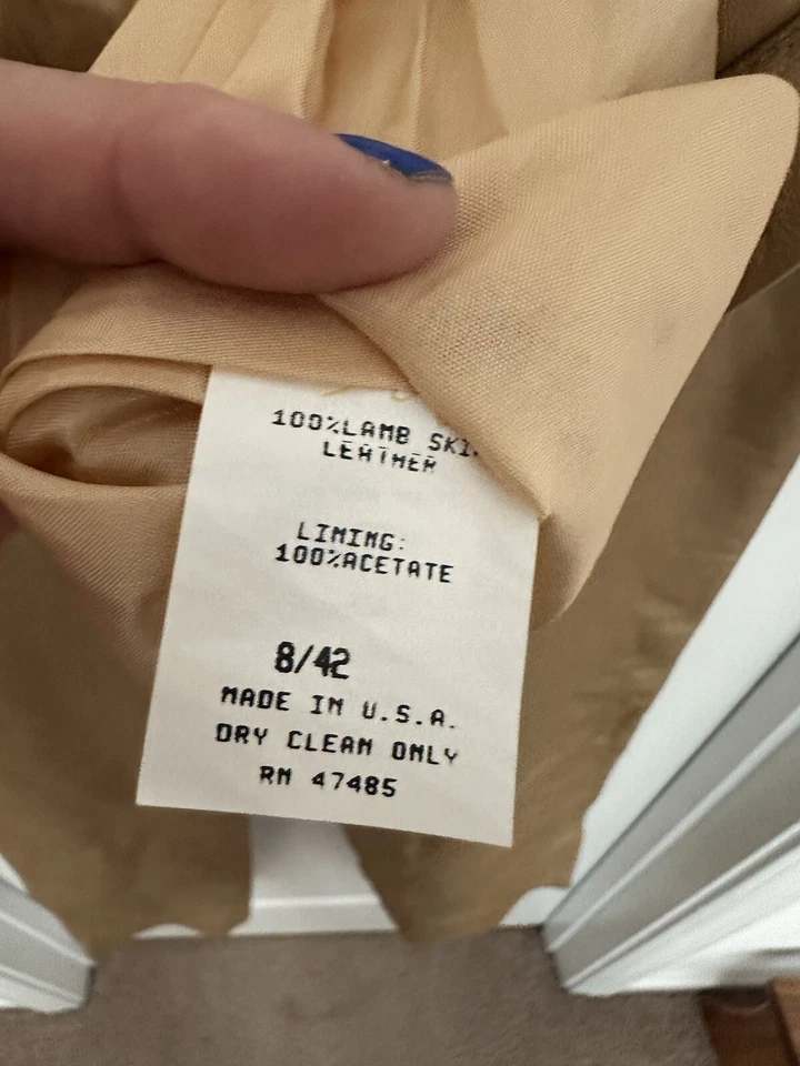 Pantalones Philippe Adec Paris Talla 8 Piel de Cordero Cuero Dorado Forrados Foto 3 de 4