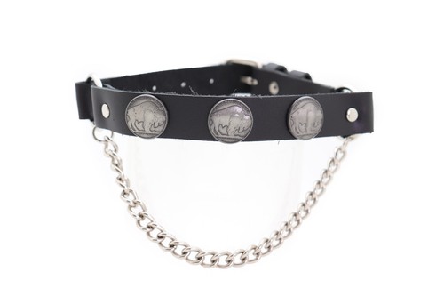 Western Men Boot Bracelet Silver Chain Black 2 Straps Buffalo Bull Biker Animal - Picture 12 of 21