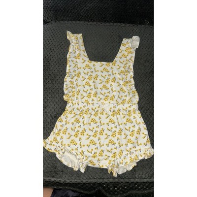 24m Oliver & Rain yellow, and white floral ruffle BoHo romper