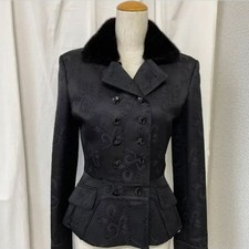 Christian Dior John Galliano Jacquard Blazer Mink Fur Wool Jacket FR36 Archive
