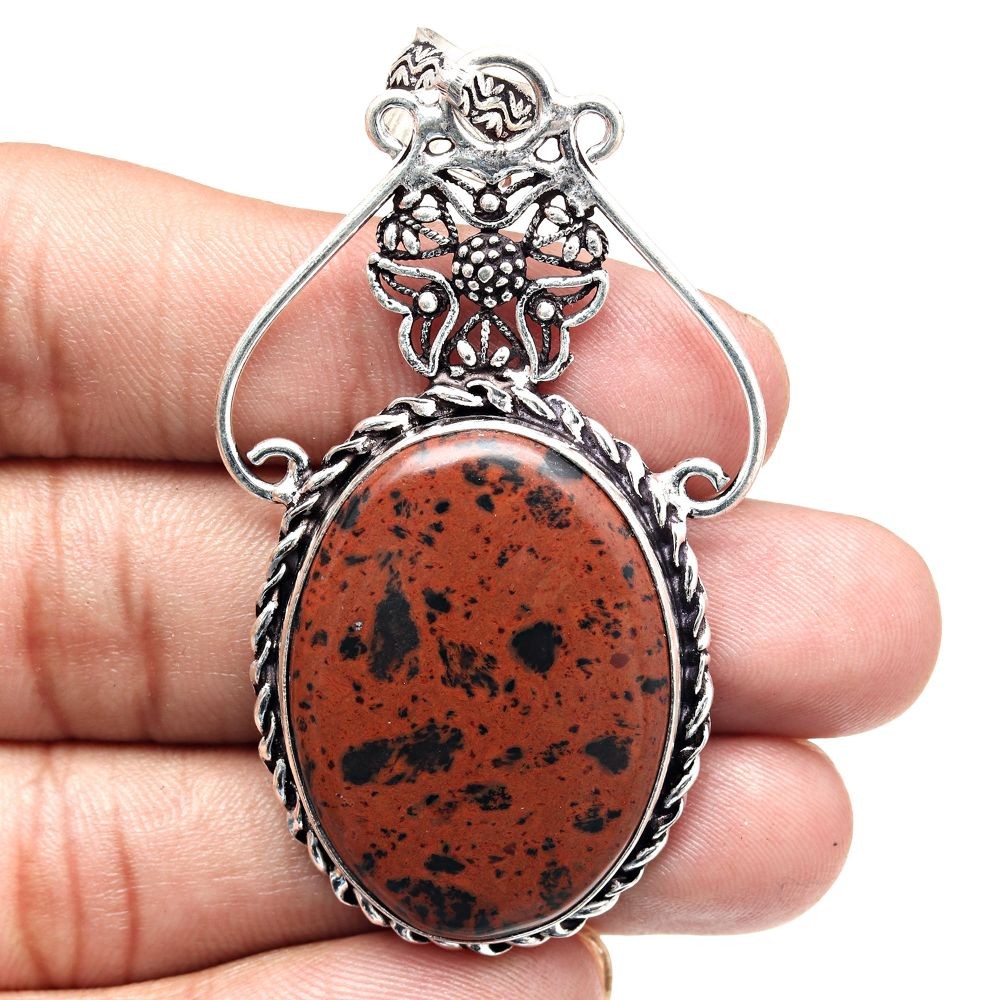 Mahogany Obsidian Gemstone Necklace Gift For Women 2.75 Inch Jewelry-image