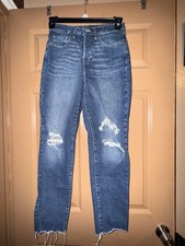 Old Navy Women s High-Rise OG Straight Jeans Size 2 Medium Blue Ripped Pockets