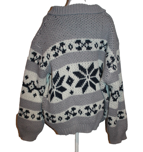 Suéter gris bandido para mujer talla 3XL cremallera completa Fair Isle grueso tejido nuevo sin etiquetas - Imagen 2 de 2