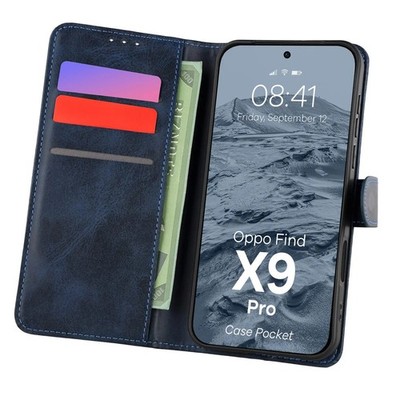 Handyhülle mit Klappe für Oppo Find X9 Pro Bizon Case Flip Cover Etui Dunkelblau