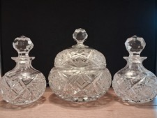 Vintage Crystal Cut Glass Decanter Set