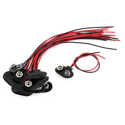 10 Pcs 15cm Wire Leads T Type Soft Shell 9V 9 Volt Battery Clip Connector