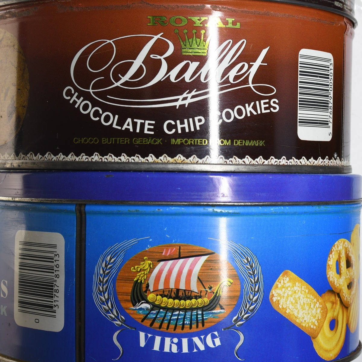 Vintage 1980s Cookie Tins Royal Ballet Chocolate Chip and Viking
