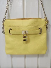 Charming Charlie Hand Bag Yellow Crossbody Purse Gold Accents 